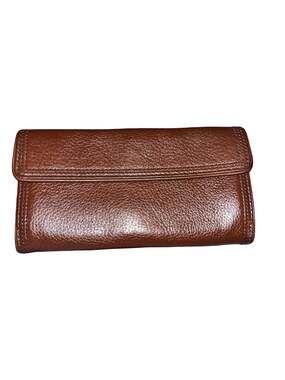 Michael Kors Brown Pebbled Leather Continental Flap Wallet with Snap Closure